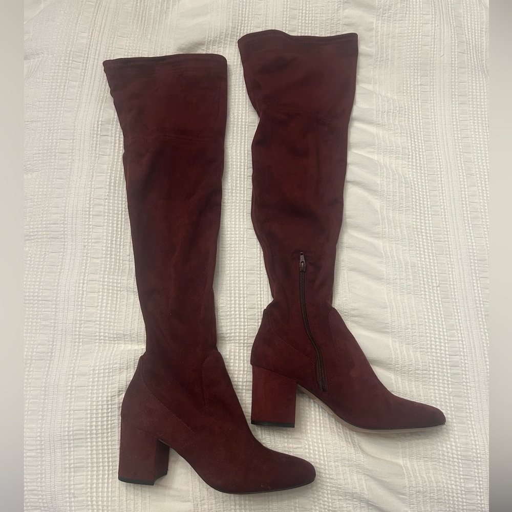 Aldo ruby red over the knee boots size 9
